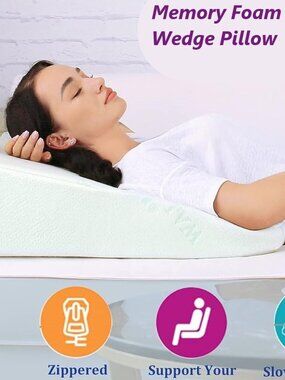 Memory Foam Wedge Pillow Bamboo Cover Large Like New